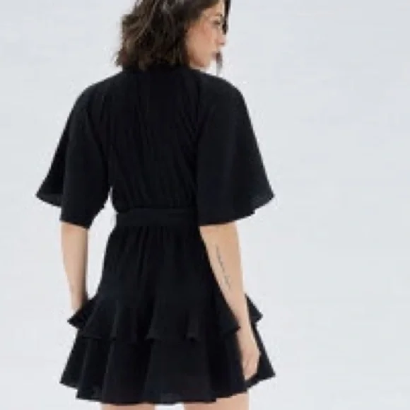 NWT MINKPINK X Revolve Fatima Frill Mini Dress Black Size XS - Picture 2 of 11